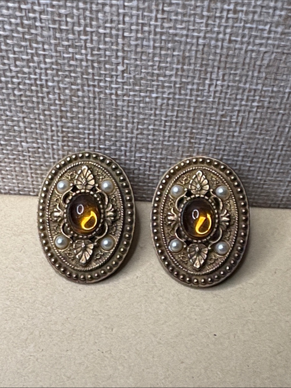 Vintage 1928 Victorian Revival Style Clip On Earrings